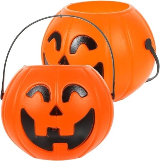 Plastgresskarbøtte Halloween gresskarbøtter for knask eller knep for barn 18 cm stor kapasitet Jack O Lantern gresskar godteriholder for