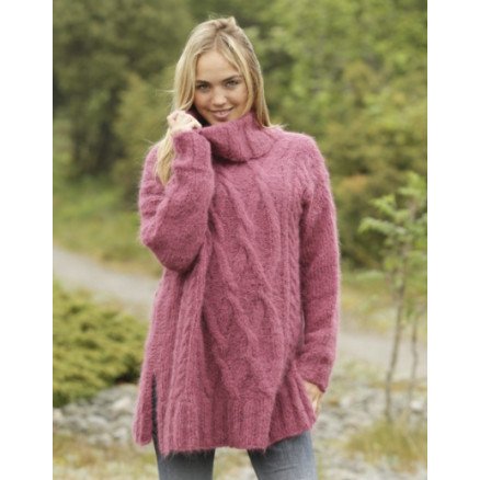 Warm Wine by DROPS Design Genser Strikkeoppskrift str S XXXL