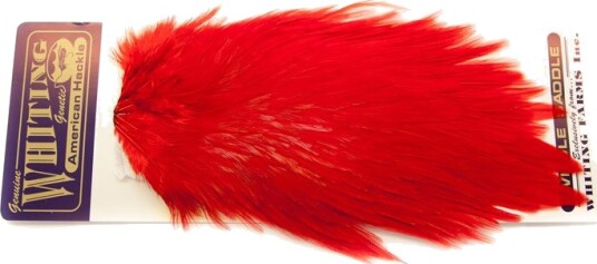 Whiting Am. Rooster Saddle - Red (White Dyed) Whiting Am. Rooster Saddle - Red (White Dyed)