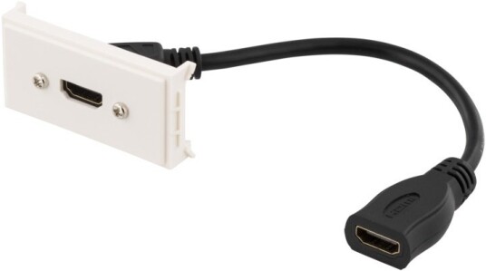 DELTACO Uttakspanel, 1xHDMI, 19-pinners hunn, 0,2 m, hvit DELTACO Uttakspanel, 1xHDMI, 19-pinners hunn, 0,2 m, hvit