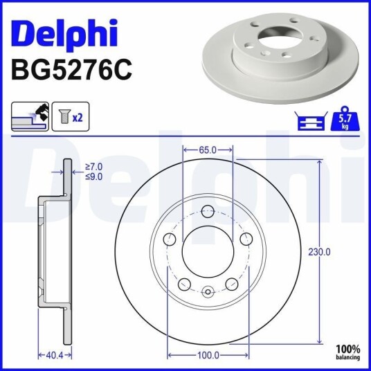 DELPHI BG5276C Bremseskive DELPHI BG5276C Bremseskive