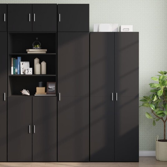 Smalt oppbevaringsskap svart 45x42,5x225 cm konstruert tre