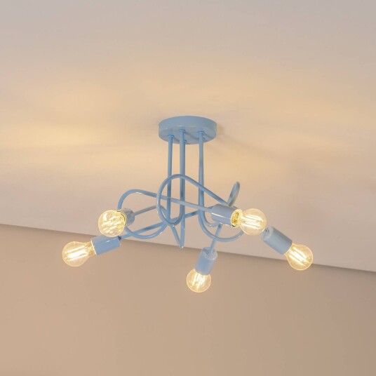 HELam Oxford taklampe lyseblå Ø 47 cm metall 5 lyskilder HELam Oxford taklampe lyseblå Ø 47 cm metall 5 lyskilder