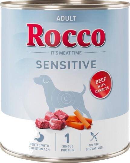 Rocco Våtfôr Sensitive 24 X Ny Oppskrift Storfekjøtt Med Gulrøtter 400 800 G 24 X 800 G