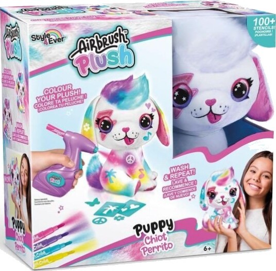 Rocco Giocattoli Airbrush Kosedyr Hund 23 cm Inkl. Elektrisk Airbrush 120 Sjablonger Vaskbar 6+ År