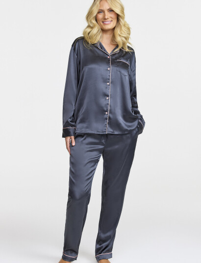 Damella of Sweden Satin Pyjamas - Navy - S