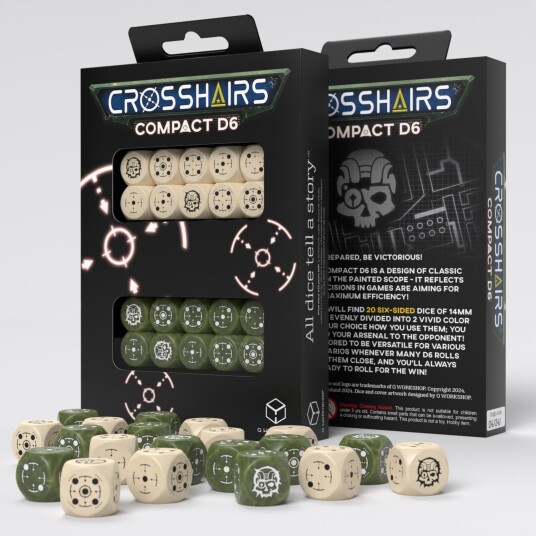 Crosshairs Compact 14mm D6 Beige & Olive (20) - Rollespill fra Outland