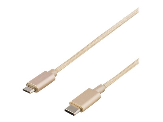 Deltaco USB-C til Micro-USB Type B 1 m - 24 Pin - Gull