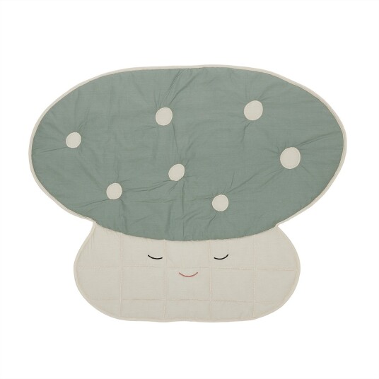 Oyoy Mini Mushroom Quilted Blanket Offwhite / Pale Blue M107675 Oyoy Mini Mushroom Quilted Blanket Offwhite / Pale Blue M107675
