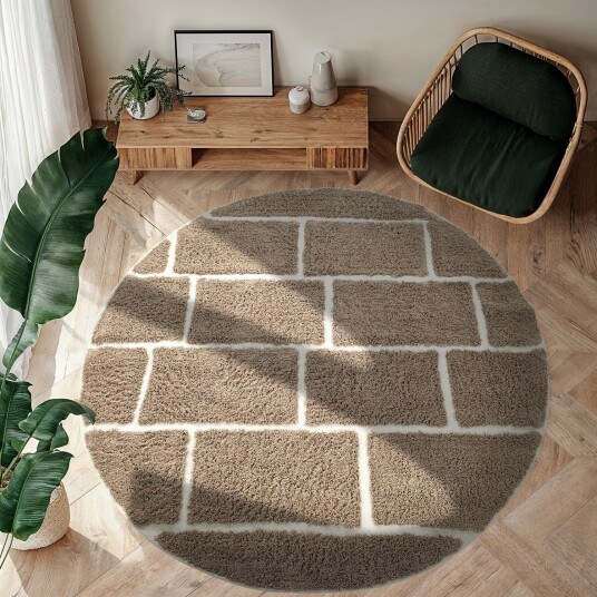 Runde tepper Lindley Natural Cotton Shaggy taupe/grå Størrelse: Ø 200 cm Runde tepper Lindley Natural Cotton Shaggy taupe/grå Størrelse: Ø 200 cm