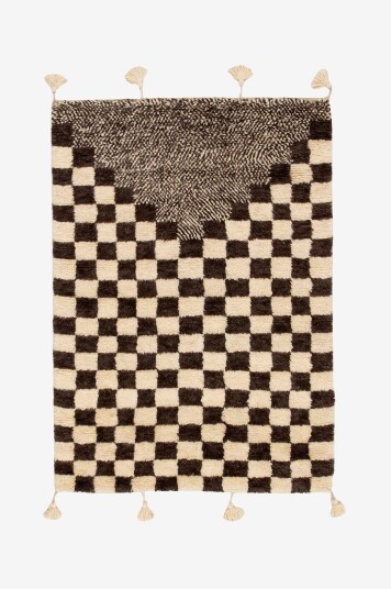 Bargi Ullteppe Berber Chess 130x185 cm Svart