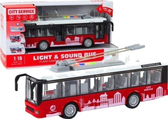 Leantoys Trolleybuss/buss 1:16 Leketøy Med Lys Og Lyder Hvit-rød Leantoys Trolleybuss/buss 1:16 Leketøy Med Lys Og Lyder Hvit-rød