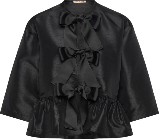 Stella Nova Crispy Peplum Bow Blouse Black 34 Stella Nova Crispy Peplum Bow Blouse Black 34