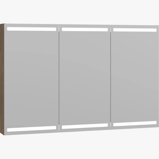Dansani Level Speilskap med LED-lys 120x14,5x80 cm Brun Eik