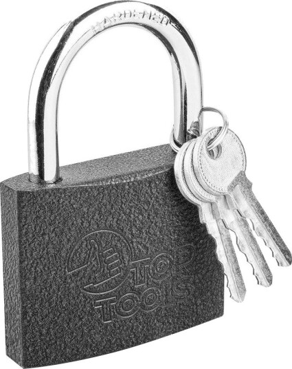 Top Tools Hengelås 90U304 75 mm, Støpejern, 3 Nøkler, Bøylediameter 8 mm Top Tools Hengelås 90U304 75 mm, Støpejern, 3 Nøkler, Bøylediameter 8 mm