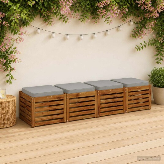 vidaXL 4 Delt Seteputer VUGHT 4 pcs 100% Polyester Grå 40 x 40 x 5 cm