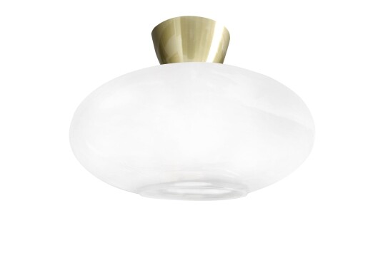 Nordesign Cup 105 taklampe med glasskuppel 28 cm - Messingfarget/Opal hvit