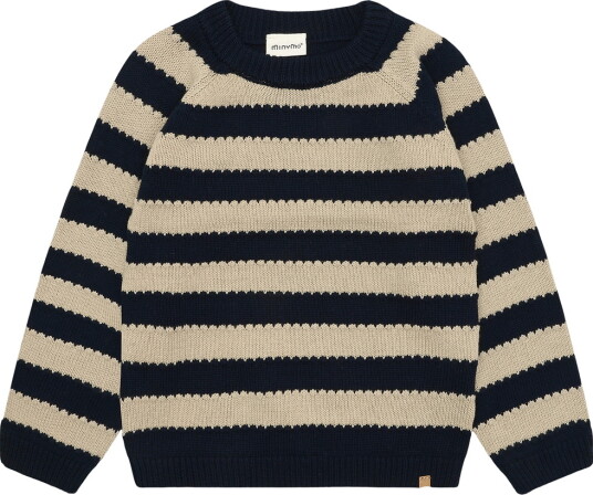 Minymo Genser Strikk Dark Sapphire Minymo 4 år (104) Genser Beige Marineblå