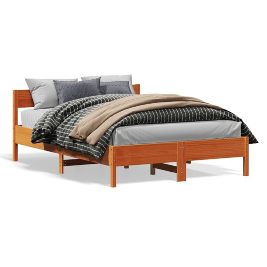  Sengeramme med hodegavl voksbrun 135x190 cm heltre furu 8721012429192