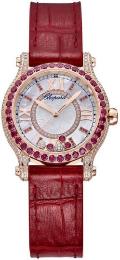 Chopard Dameklokke 274302 5005 Happy Sport Hvit/Lær Ø30 mm