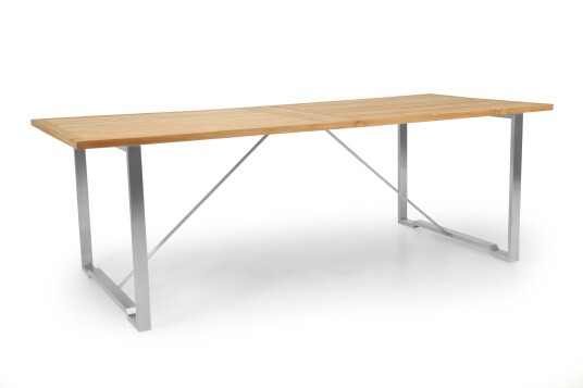 Brafab Gotland spisebord Rustfritt stål/teak 220 x 95 cm Grå