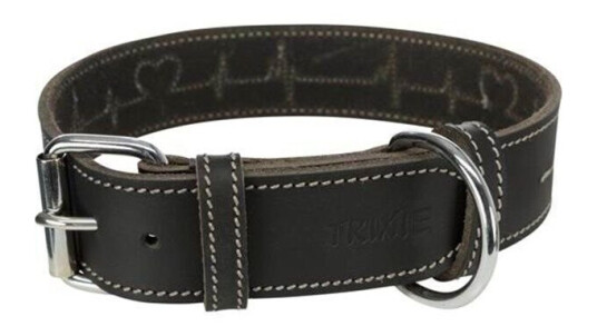 Trixie Rustic Fatleather Leash Heartbeat L: 4755 cm/40 Mm Black