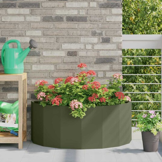 vidaXL Plantekassed Olivengrønn 90 x 45 x 35 cm Stål