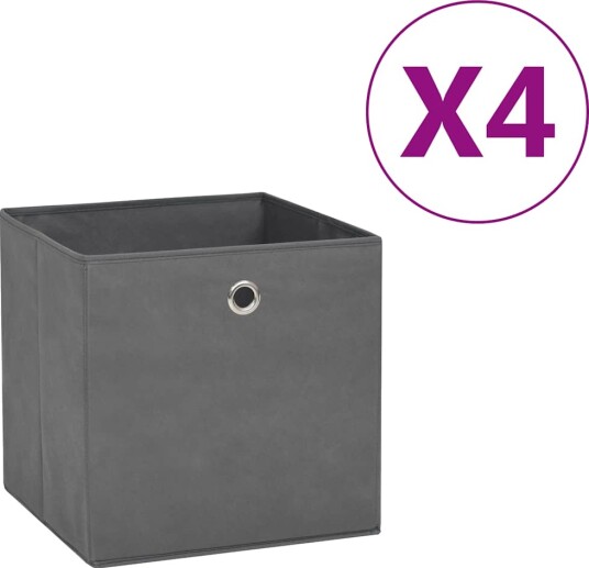 vidaXL Oppbevaringsbokser 4 stk uvevd stoff 28x28x28 cm grå vidaXL Oppbevaringsbokser 4 stk uvevd stoff 28x28x28 cm grå