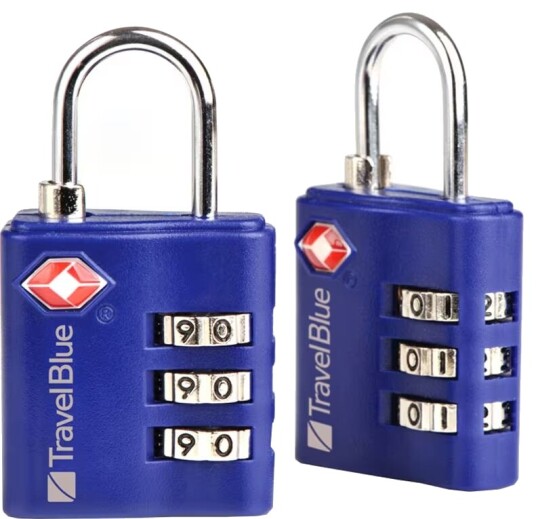 Travel Blue TSA-godkjent 3-sifret kodelås 2-pakning (blå) Travel Blue TSA-godkjent 3-sifret kodelås 2-pakning (blå)