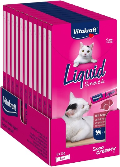 Vitakraft Flytende Snacks med Leverpølse og Biotin for Katt - 6x15g
