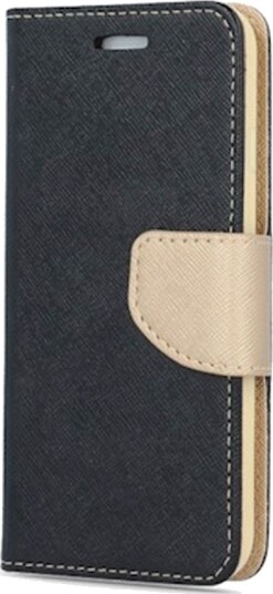 Smart Fancy Flipdeksel iPhone 15 Plus Kunstskinn/TPU Svart/Gull