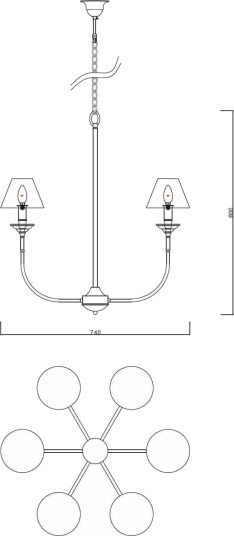 Light Prestige Hengelampe Glamour Hengende Lampe Lp 979/6P Lysekrone På Kjede Svart