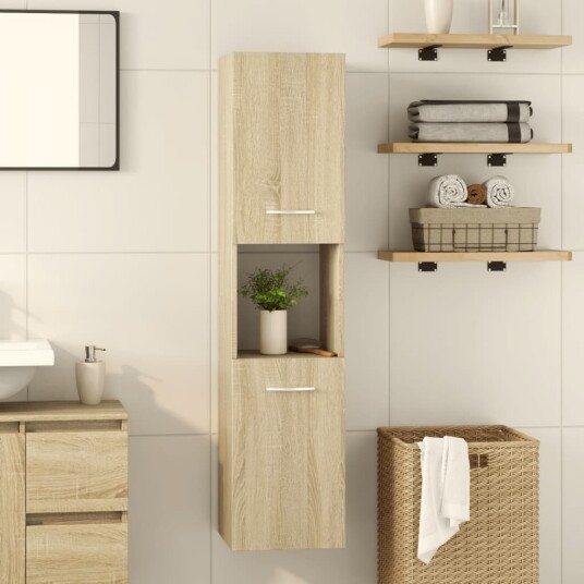  Baderomsskap sonoma eik 30x30x130 cm sponplate