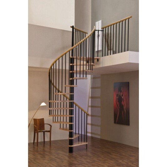 Minka Spiral Wood Spiraltrapp sort ø120 bøg
