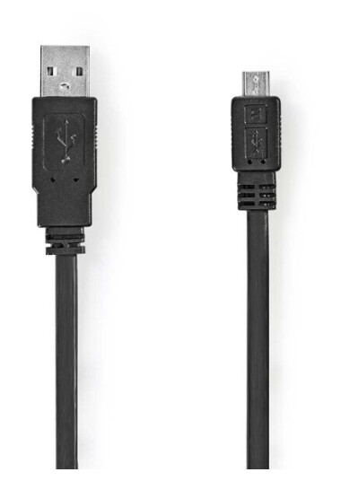 Nedis USB-kabel | USB 2.0 | USB-A Han | USB Micro-B Han | 480 Mbps | Nikkel belagt | 1.00 m | Flatt | PVC | Sort | Konvolutt