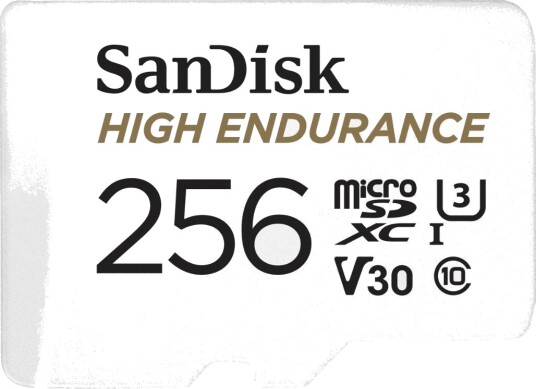 SanDisk High Endurance - Flashminnekort (microSDXC til SD-adapter inkludert) - 256 GB - Video Class V30 / UHS-I U3 / Class10 - microSDXC UHS-I