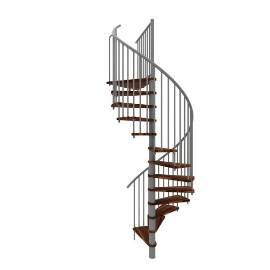 Minka Spiral Smart Spiraltrapp gra ø160 bejdset Valnød