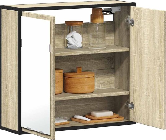 vidaXL Baderomsskap med speil sonoma eik 65x20x60 cm konstruert tre vidaXL Baderomsskap med speil sonoma eik 65x20x60 cm konstruert tre