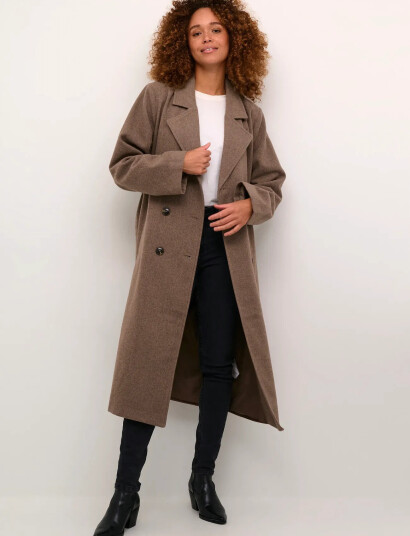 Kaffe Kafanny Long Coat   Brown   34