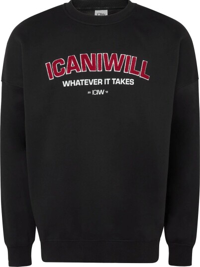ICANIWILL Everyday Relaxed Crewneck Terry Print M BLACK S