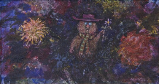 Ludvig i blomstereng Maleri Ludvig i blomstereng Maleri