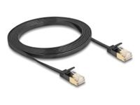 Delock Nettverkskabel Rj-45 Hann Til Rj-45 Hann 2 M U/Ftp Cat 7 Kabel / Cat 6A Kontakter Uten Hindringer Flat Robust Latch Svart