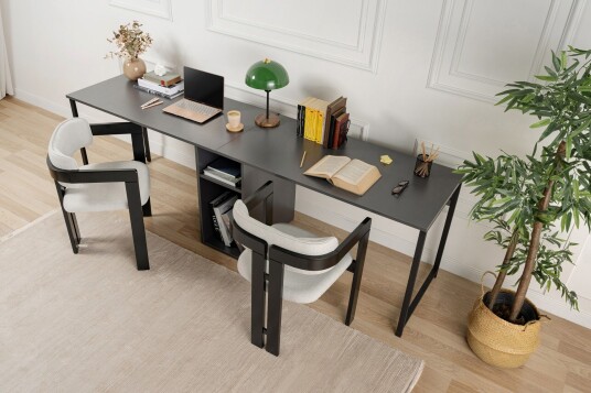 Hu Skrivebord 60x240 cm Antrasitt/Svart