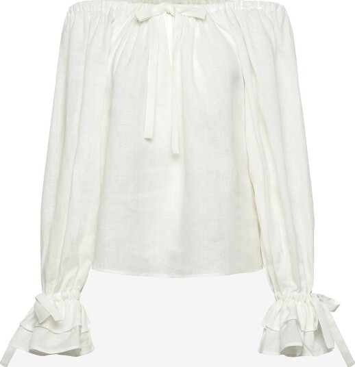 Sleeper Cha-Cha Lounge Blouse In White - WHITE - XL/XXL