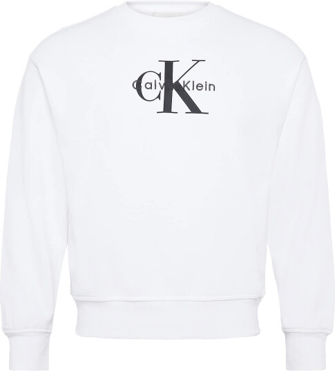 Calvin Klein Jeans Ls Monologo French Terry Rlxd Cr   White   S
