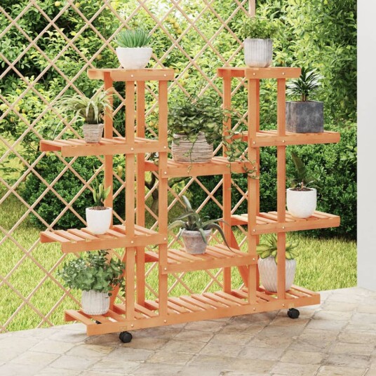 vidaXL Blomsterstativ med hjul 110x25x115 cm heltre gran