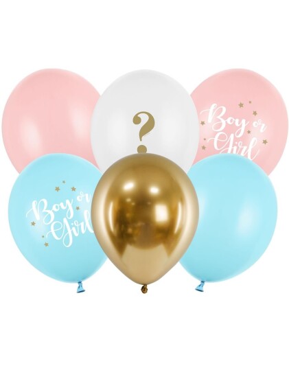 6 stk 30 cm Ballonger Boy or Girl Gender Reveal Ballongbukett