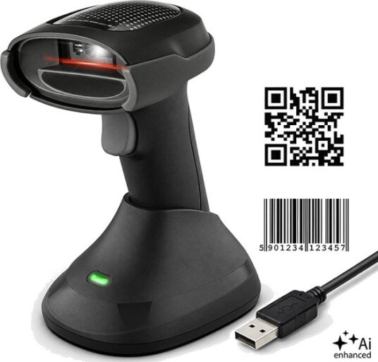 Qoltec Presis Trådløs Strekkodeleser For 1D Og 2D + Ladestasjon | Qr | Ean | Usb