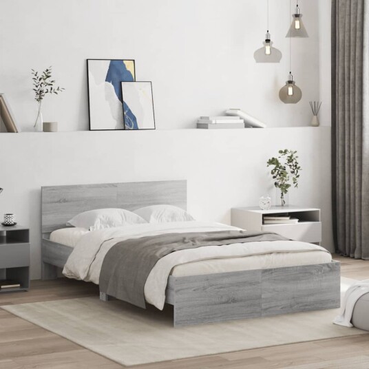 vidaXL Sengeramme med hodegavl grå sonoma 120x190 cm 8721012247338