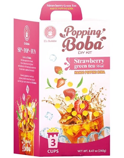 O"s Bubble Popping Boba DIY Kit Jordbær og Grønn Te Taiwan